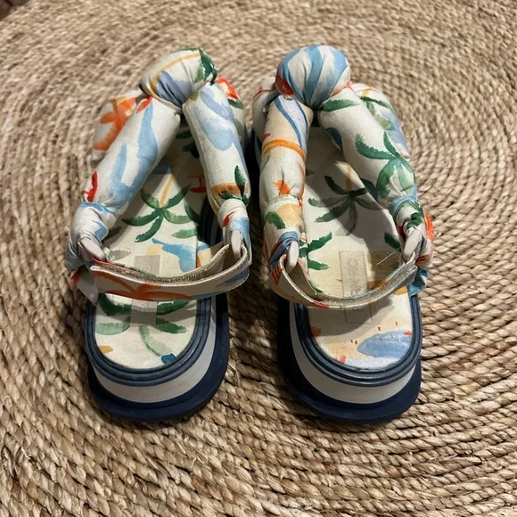 FARM RIO Copacabana Scarf Platform Sandals Puffy Comfy Size 9 - Picture 3 of 10